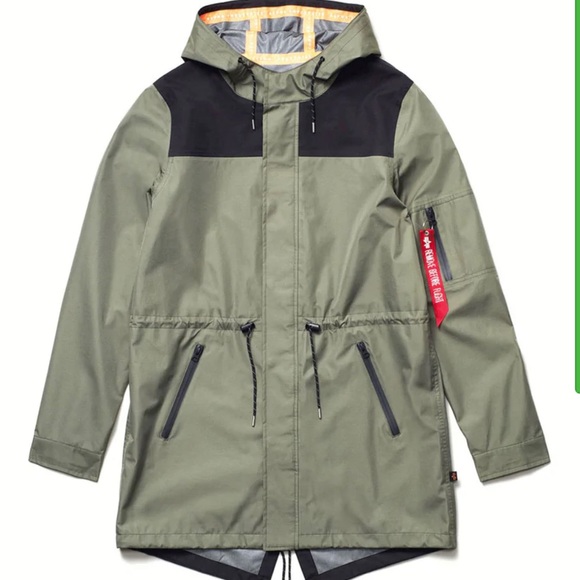 Mens Alpha Industries Sage Green Deluge Ripstop Fishtail Jacket - S - Picture 2 of 9